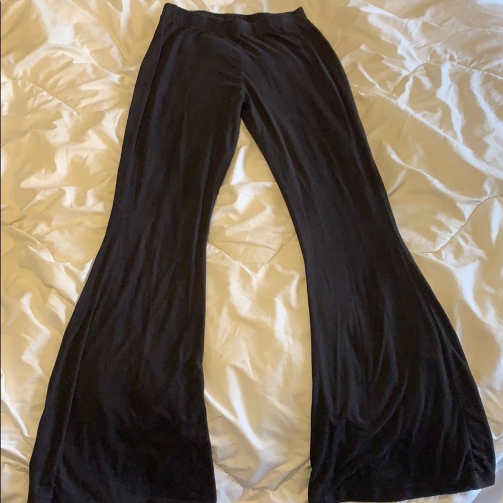 Legging like pants with a flare.